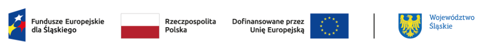 Zestaw logotypów: Fundusze Europejskie dla Śląskiego, Rzeczpospolita Polska, Unia Europejska oraz Województwo Śląskie.